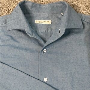 Luca Faloni Classic Blue Men's Shirt Brushed Italian Cotton 16-1/2 42